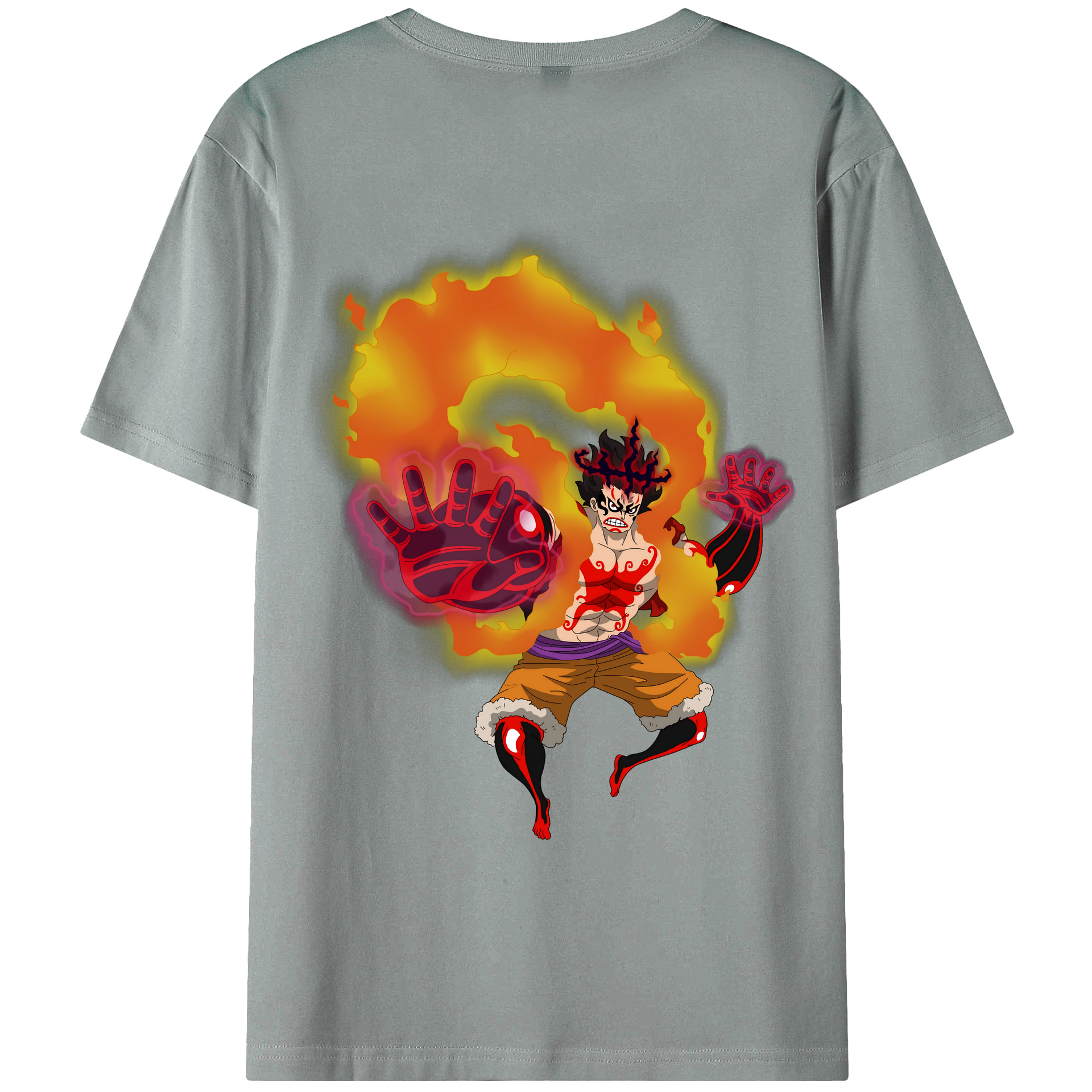 ワンピース モンキー・D・ルフィ ONE PIECE Monkey D. Luffy 綿100％ メンズ半袖Tシャツ（バックプリント） 通気性